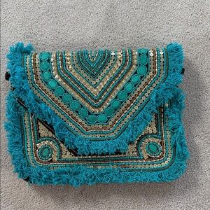 Turquoise Beaded Fringe Women Bag